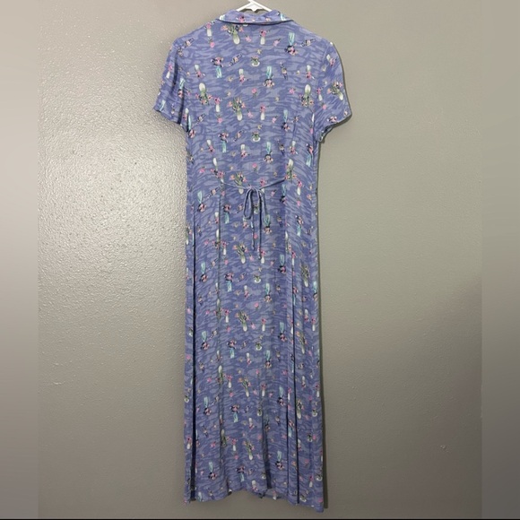 Vintage Caren Desiree Company CDC Button Front Maxi Dress Sz 10 Flower Vases 90s - Picture 5 of 8